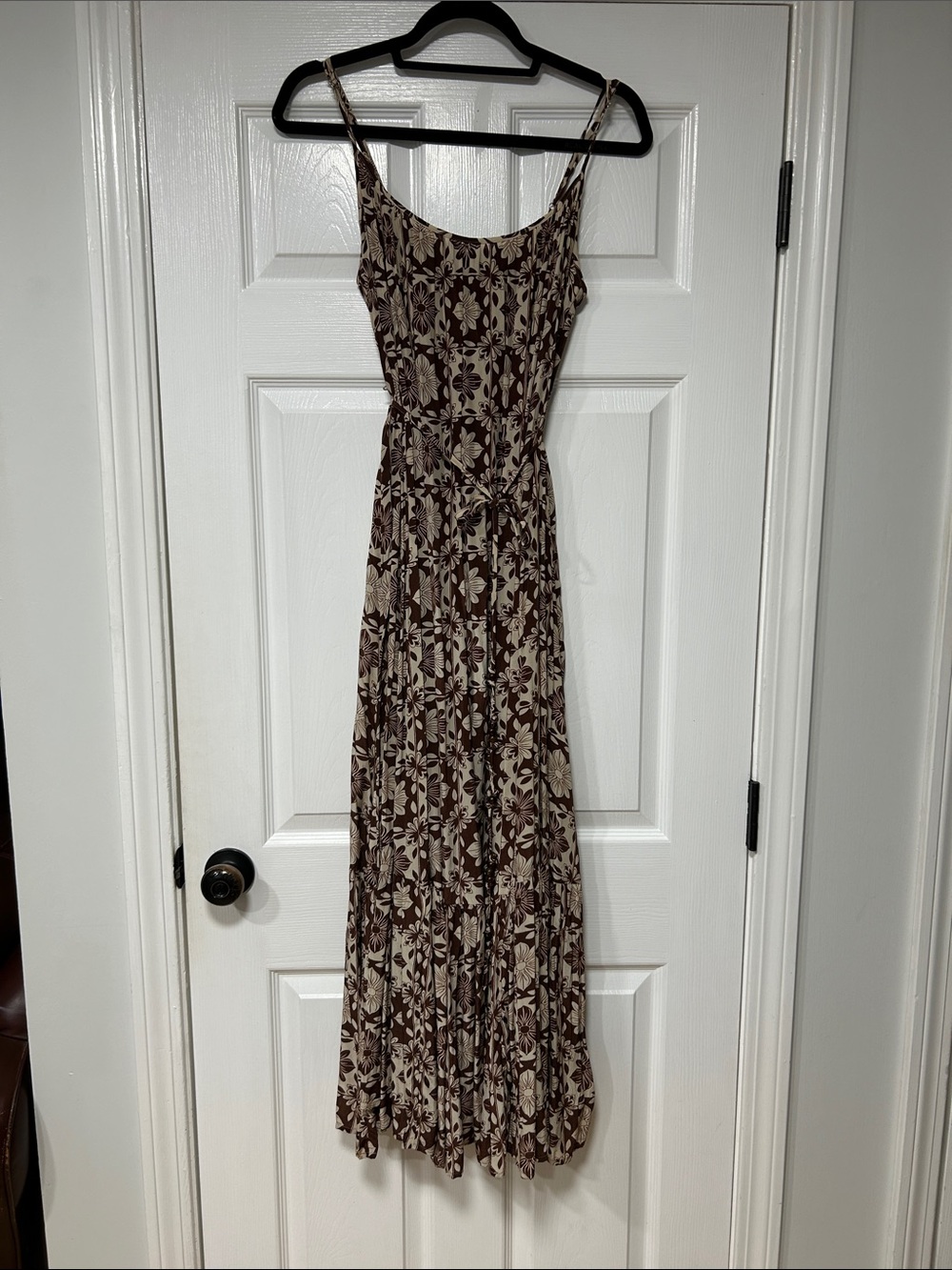 J. Crew Caspia floral crepe de chine Brown and Cream Floral Slip Maxi Dress